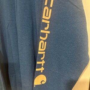 Carhartt Loose Fit Heather Blue Long Sleeve Logo Tee Large